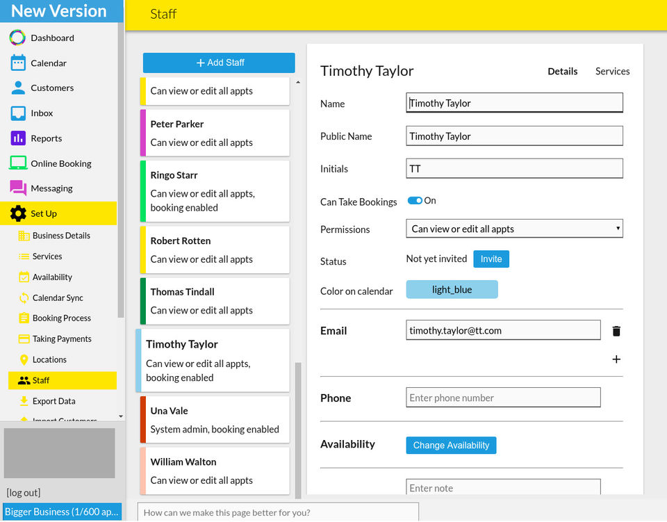 Appointment scheduling software new staff