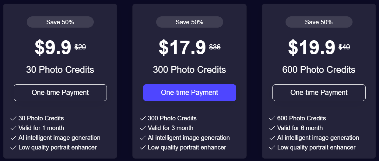 1PHOTOAI pricing