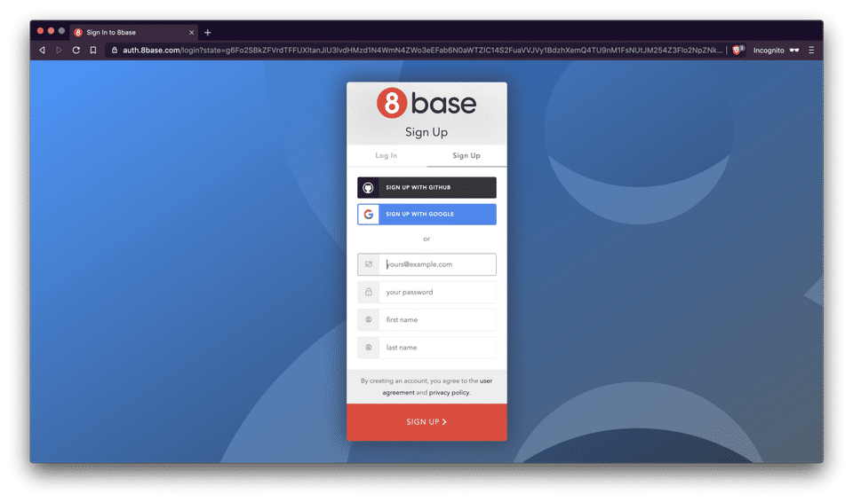 Create an account on 8base-thumb