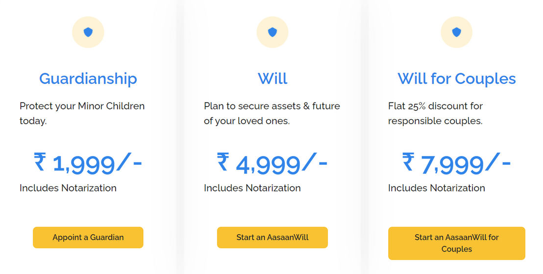 AasaanWill pricing