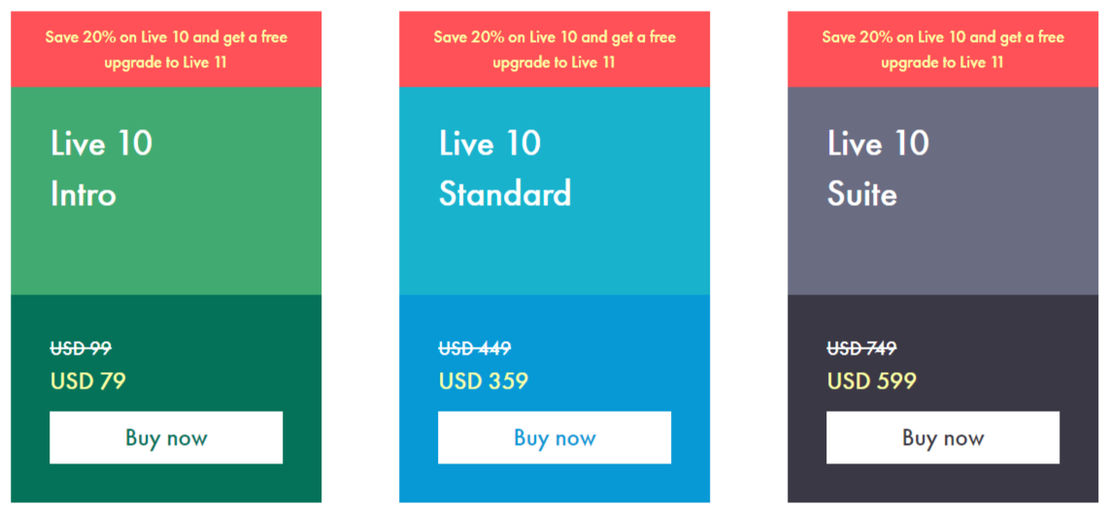 Ableton Live pricing