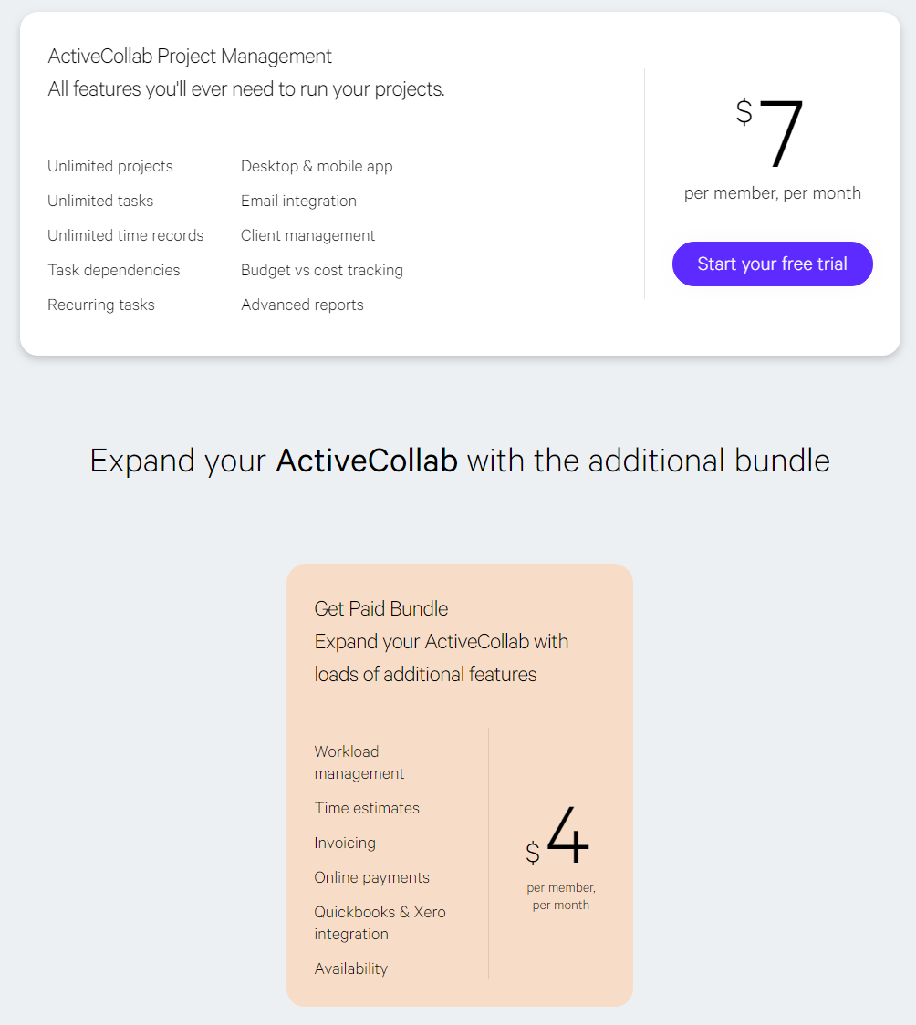 ActiveCollab pricing