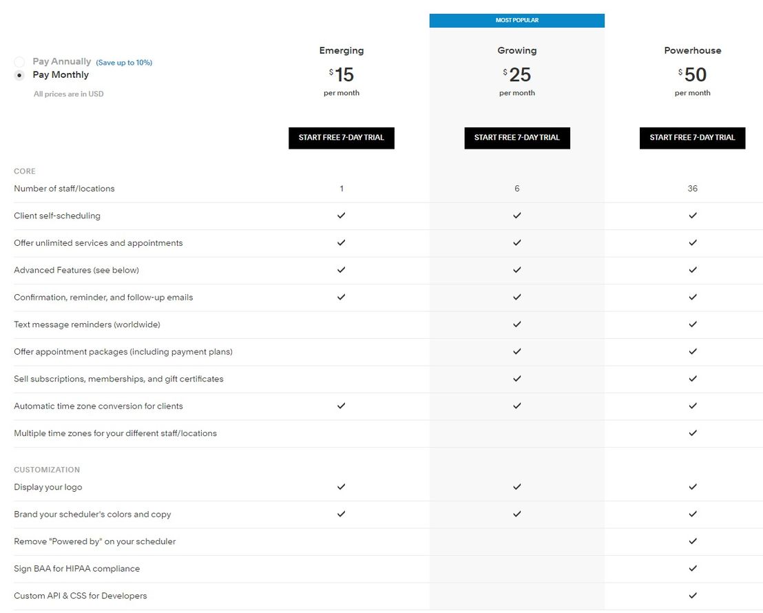 Acuity Scheduling pricing