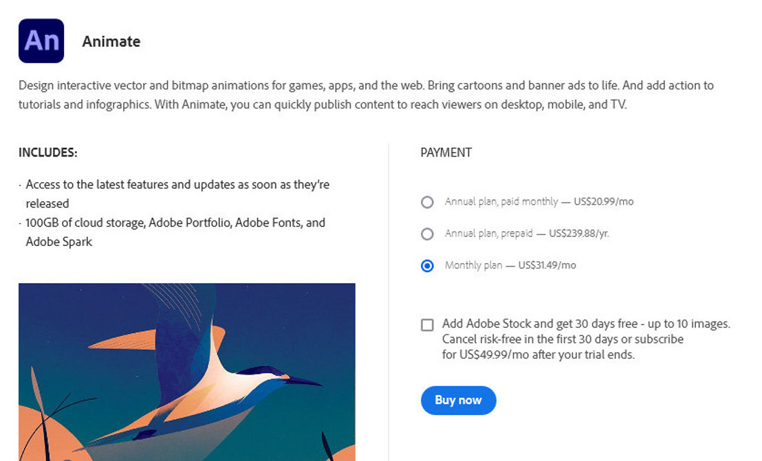 Adobe Animate pricing