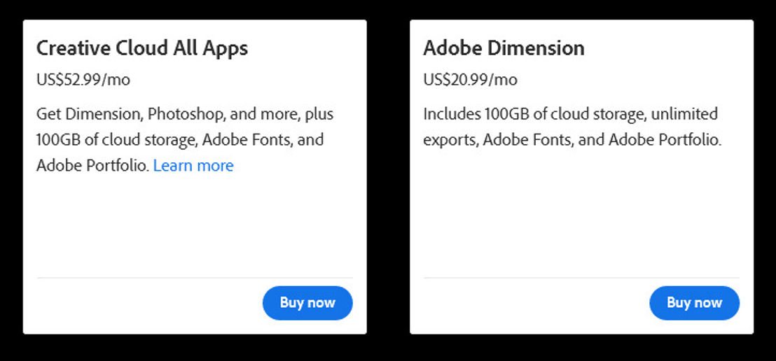 adobe-dimension pricing