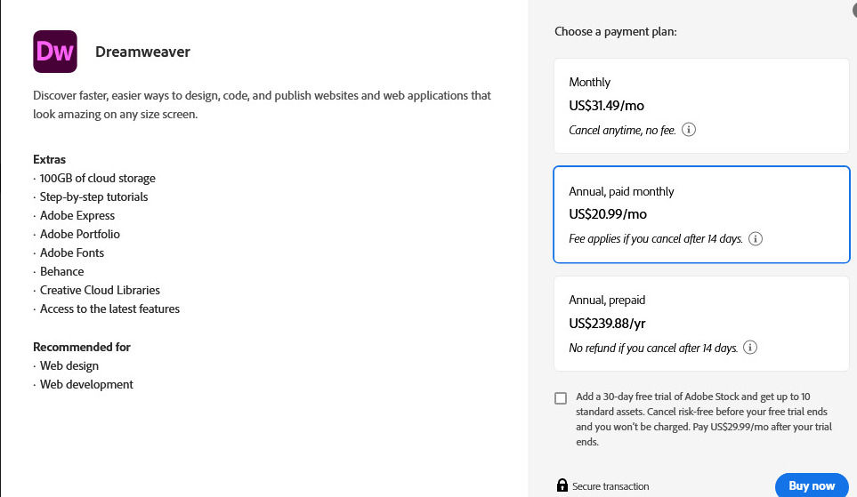 adobe-dreamweaver pricing