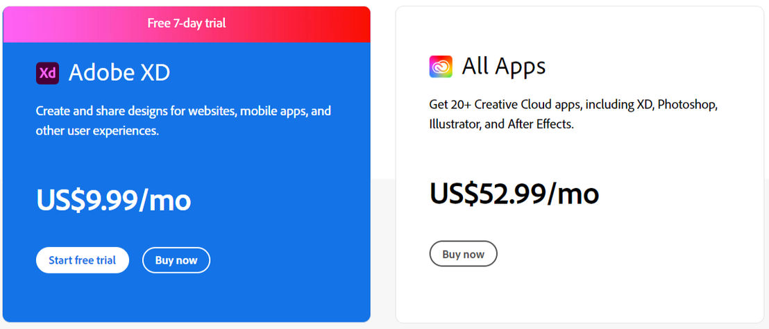 adobe-xd pricing