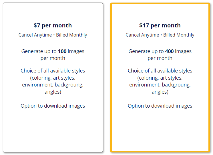 AI2IMAGE pricing