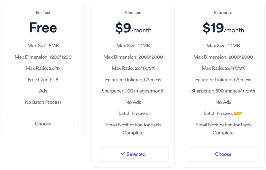 AI Image Enlarger pricing