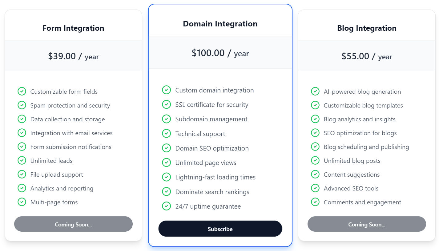 AIPage.dev pricing