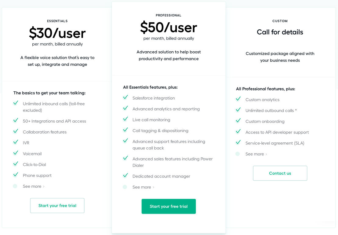 Aircall pricing