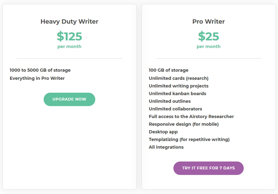 Airstory pricing