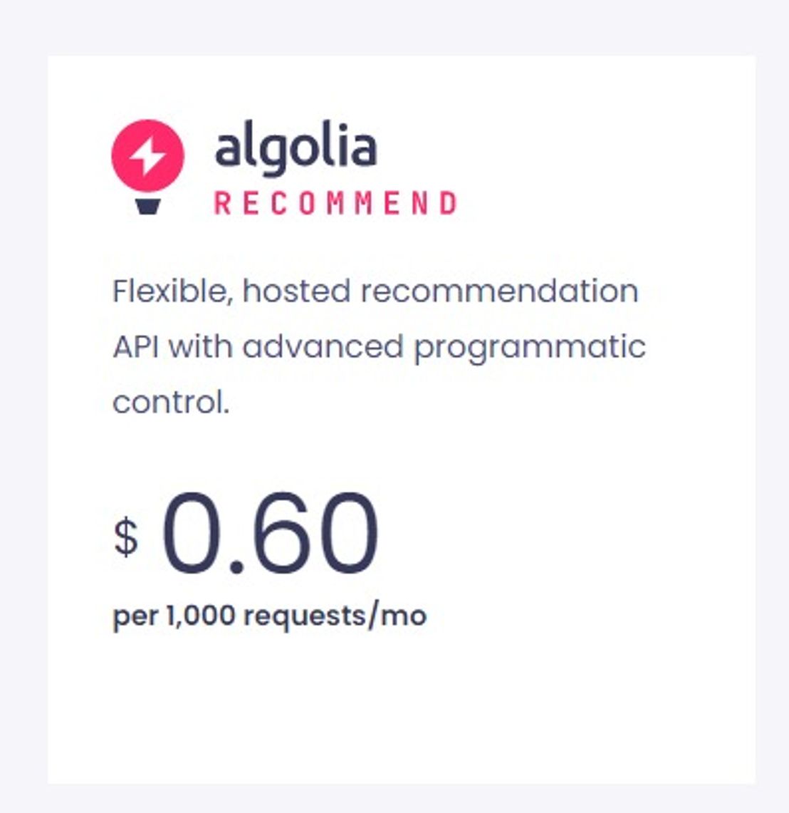 algolia-recommend pricing