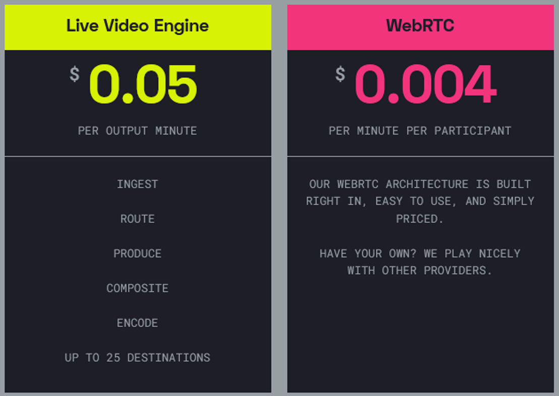 API.stream pricing