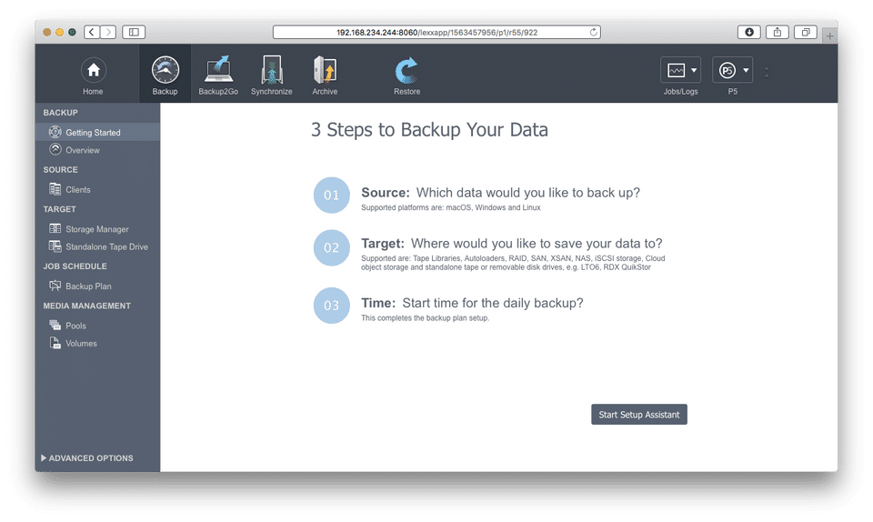 Backup Setup Assistat