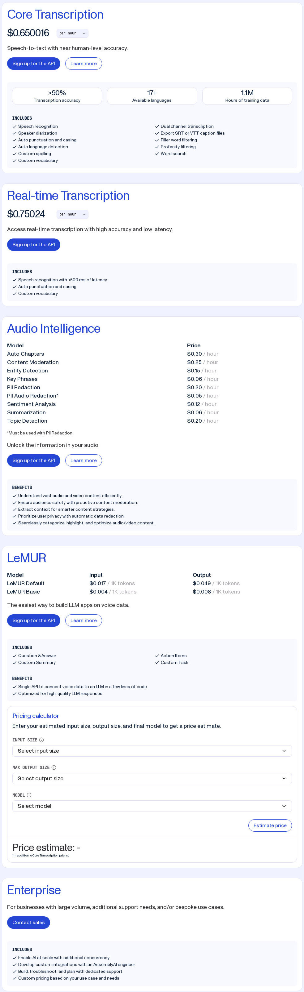 AssemblyAI pricing