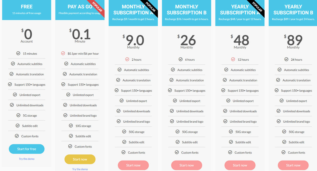 autosub pricing