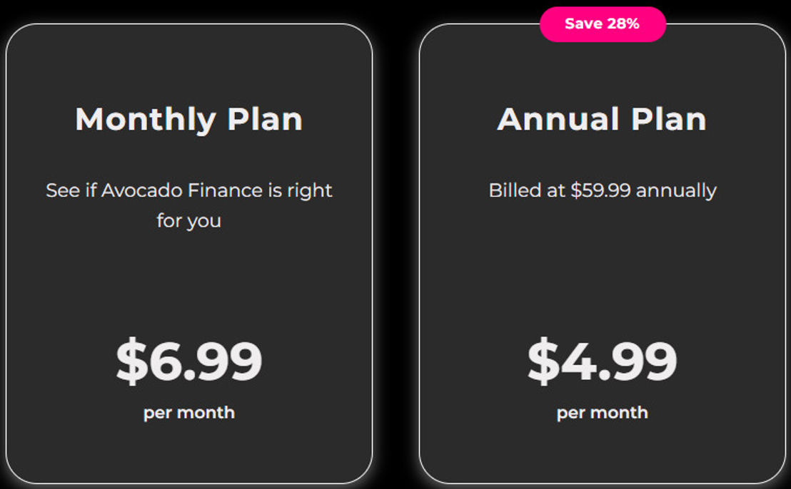 Avocado Finance pricing