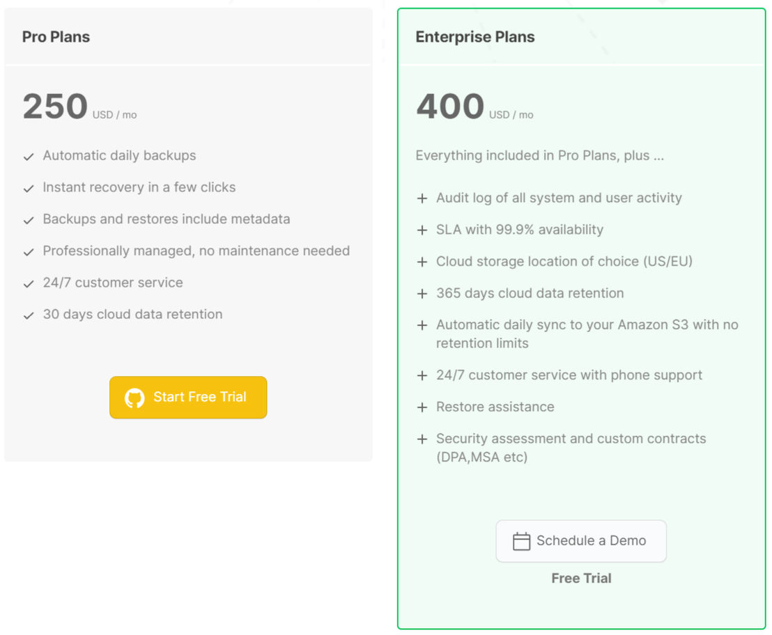 BackHub pricing