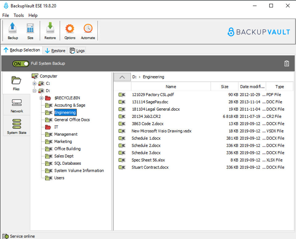 BackupVault Cloud Backup screenshot