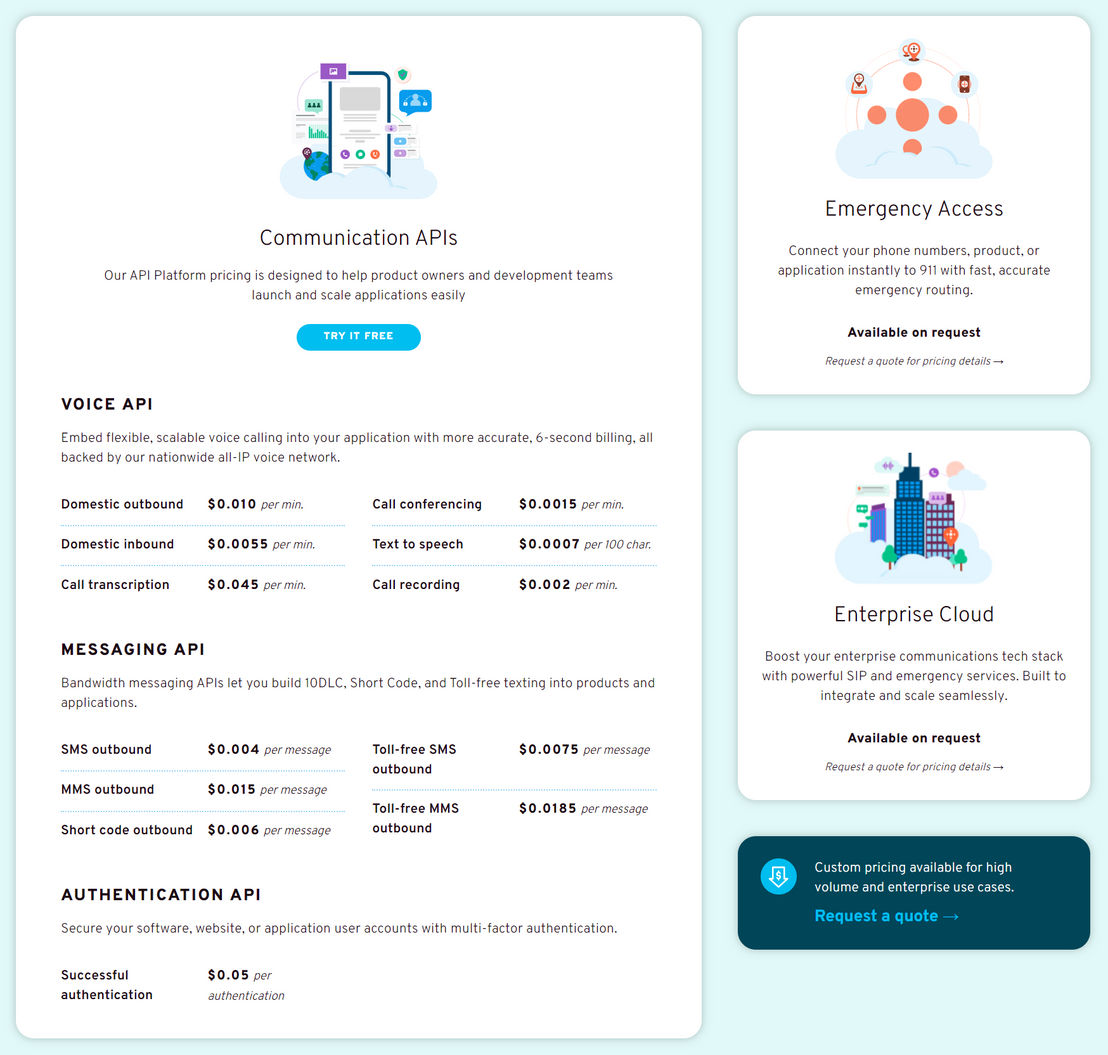 Bandwidth pricing