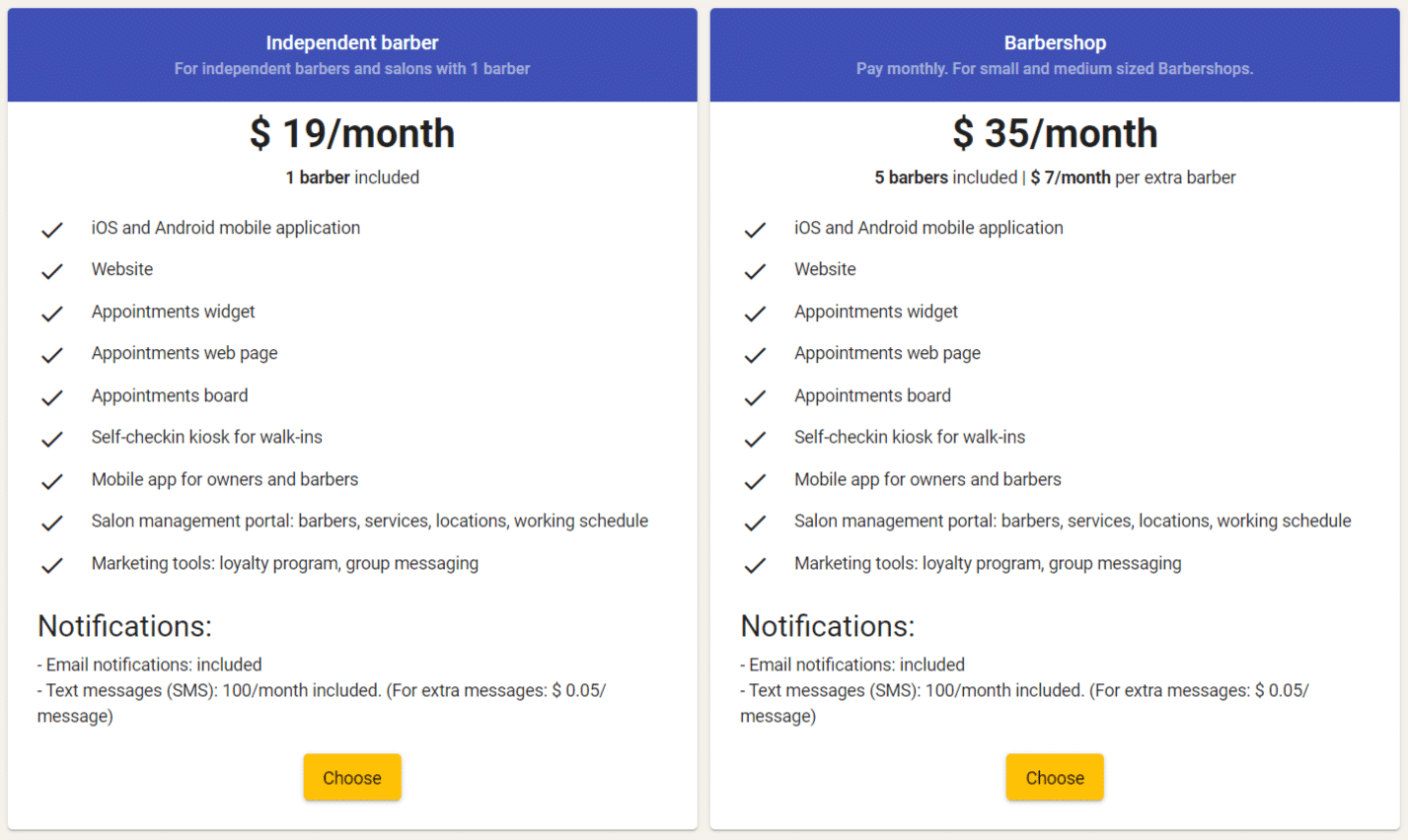 Barberly pricing