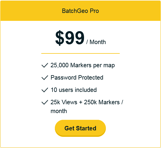 BatchGeo pricing