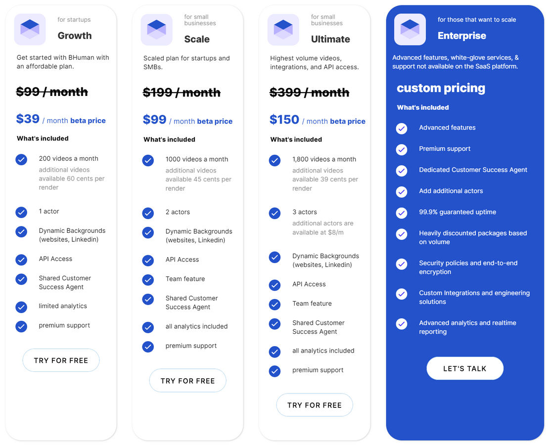 BHuman AI pricing