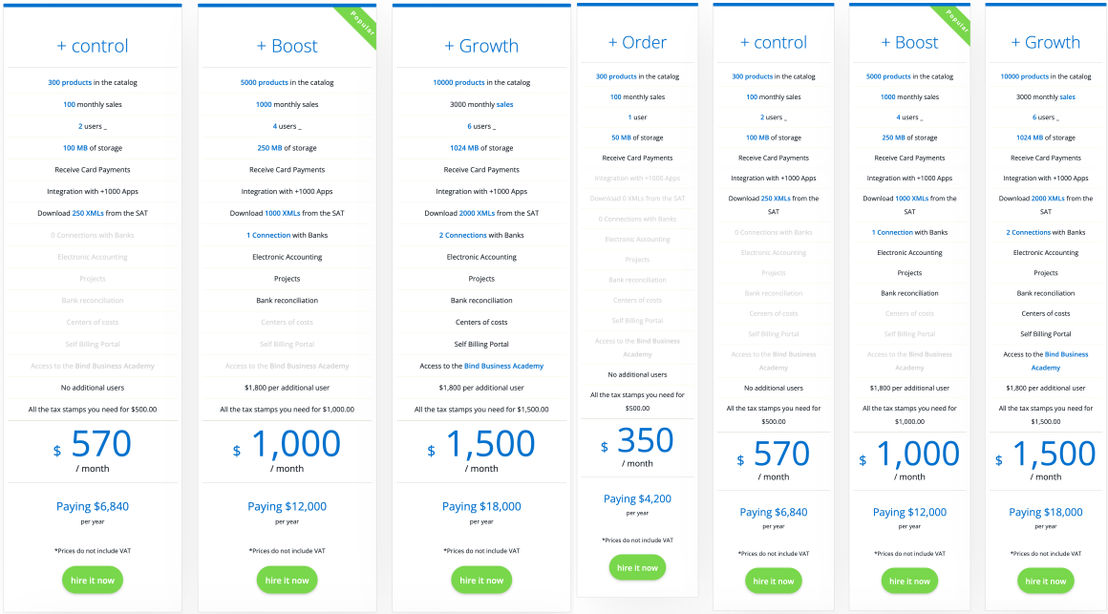 Bind ERP pricing