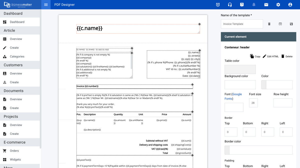 biznessmaker : PDF Designer screenshot