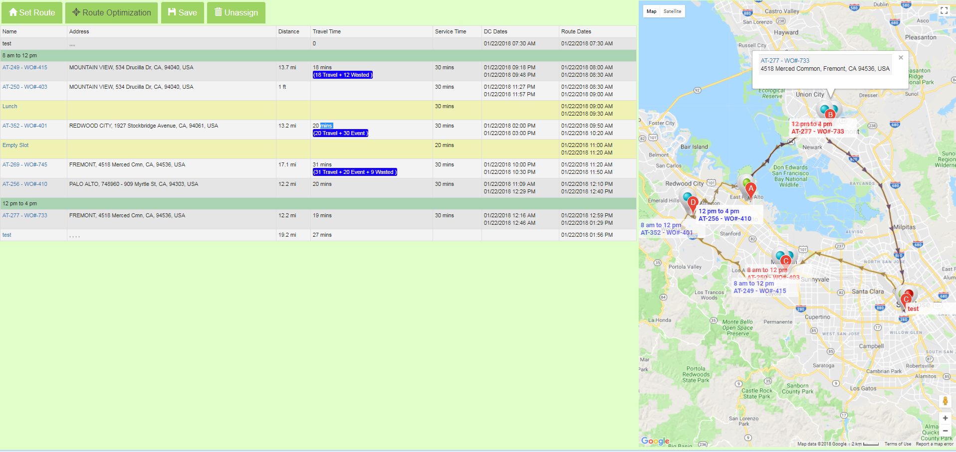 BiznusSoft Field Service Demo - Route Optimization