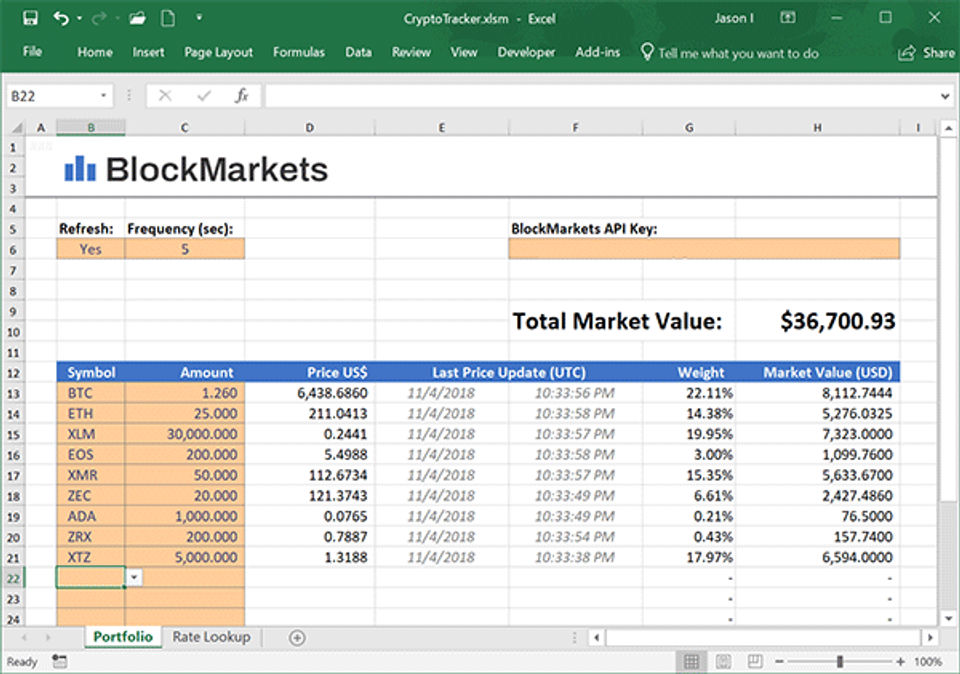 BlockMarkets : Excel Crypto Tracker screenshot-thumb