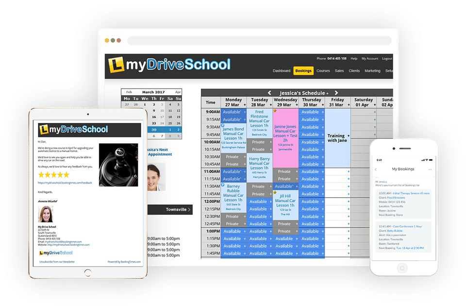 Booking times Screenshot