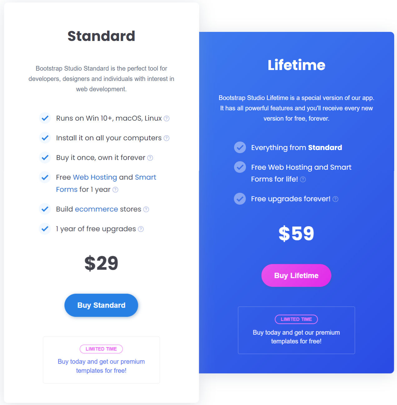 Bootstrap Studio pricing