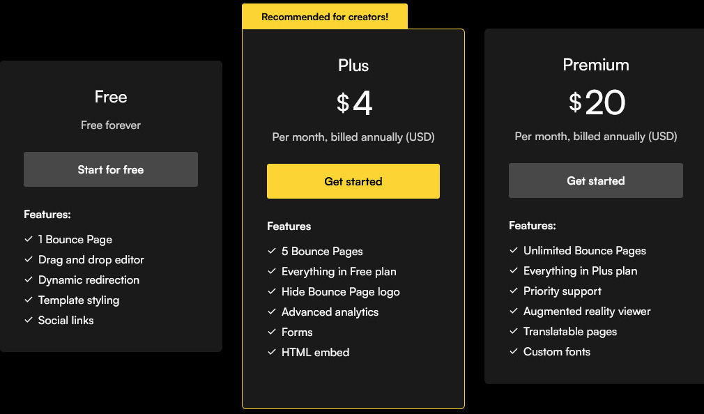 bouncepage pricing