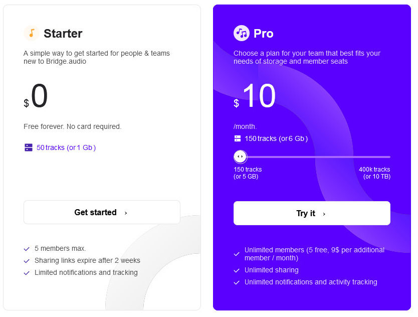 Bridge.audio pricing