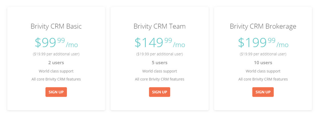 Brivity CRM pricing