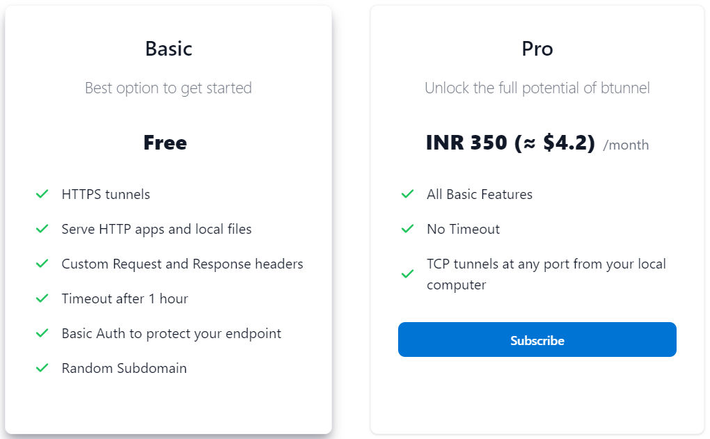 btunnel pricing