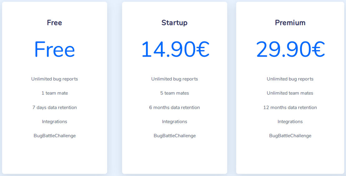 BugBattle pricing