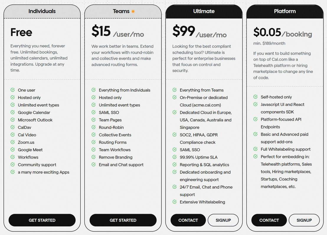Cal.com pricing