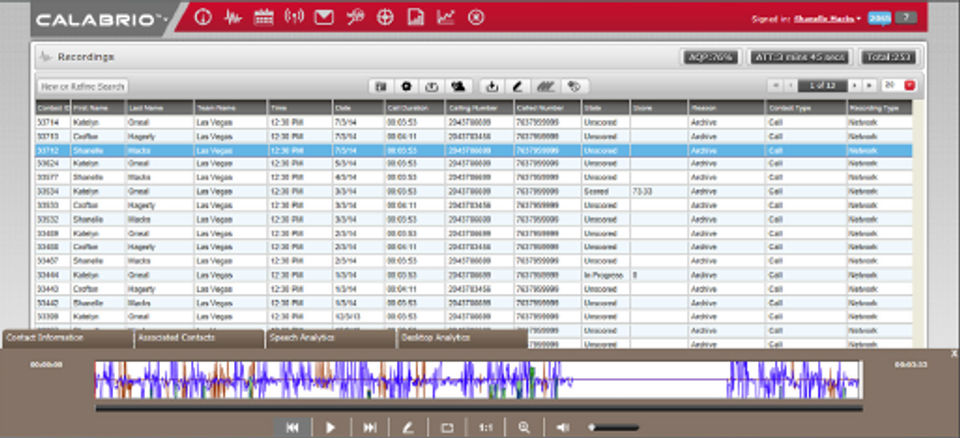 Calabrio Call Recording screenshot: Calls are intelligently sorted and stored based on business rules-thumb