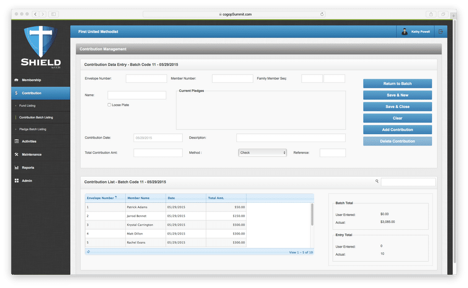 CCIS Church Management Software screenshot