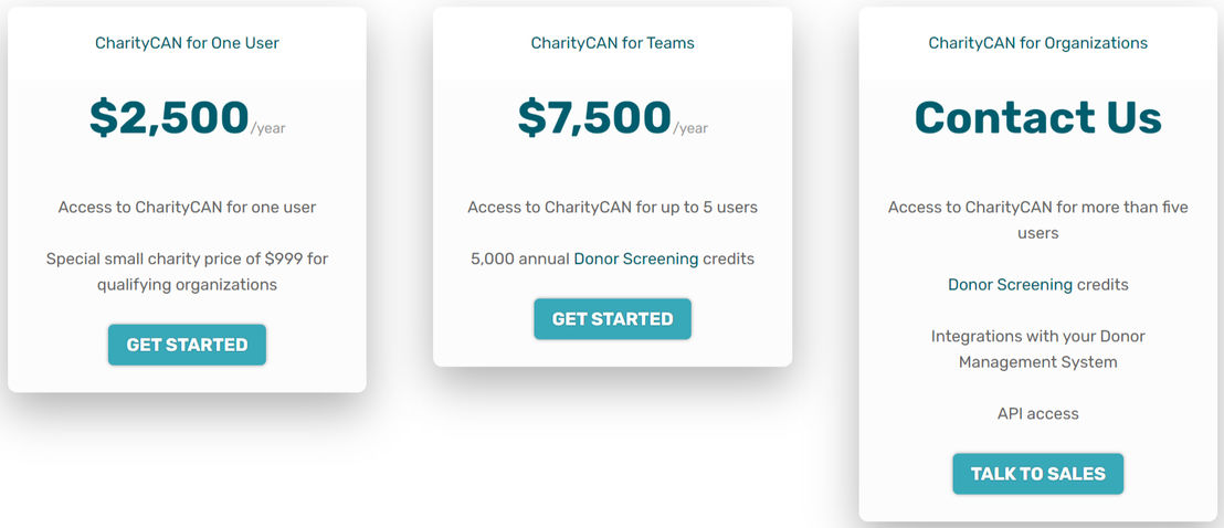 CharityCAN pricing