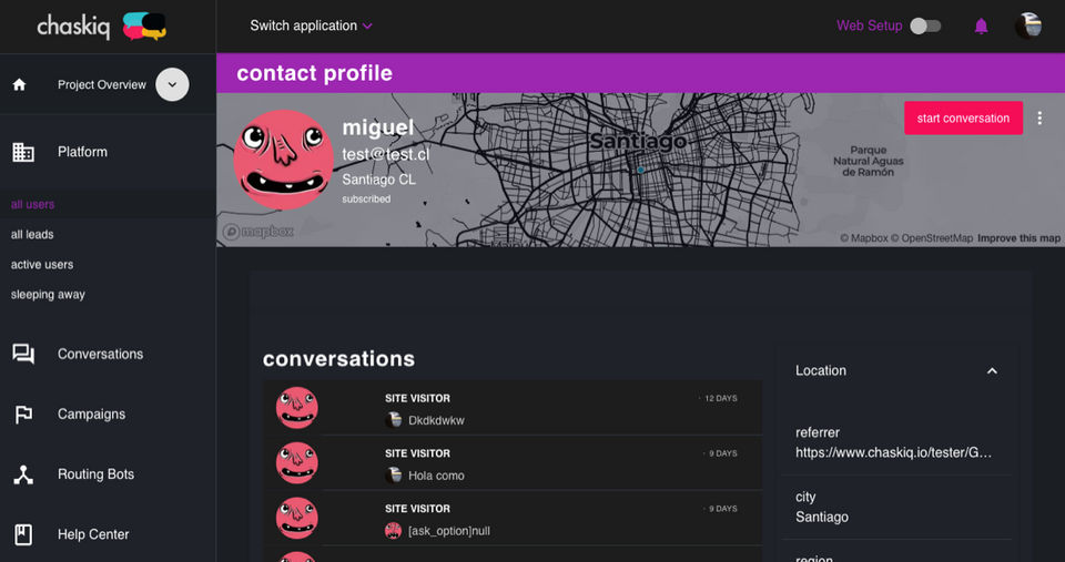 Chaskiq : Contact Profile screenshot