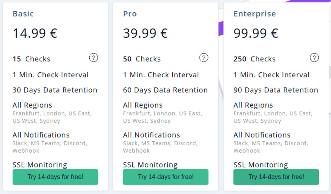 CHEQ.ONLINE pricing