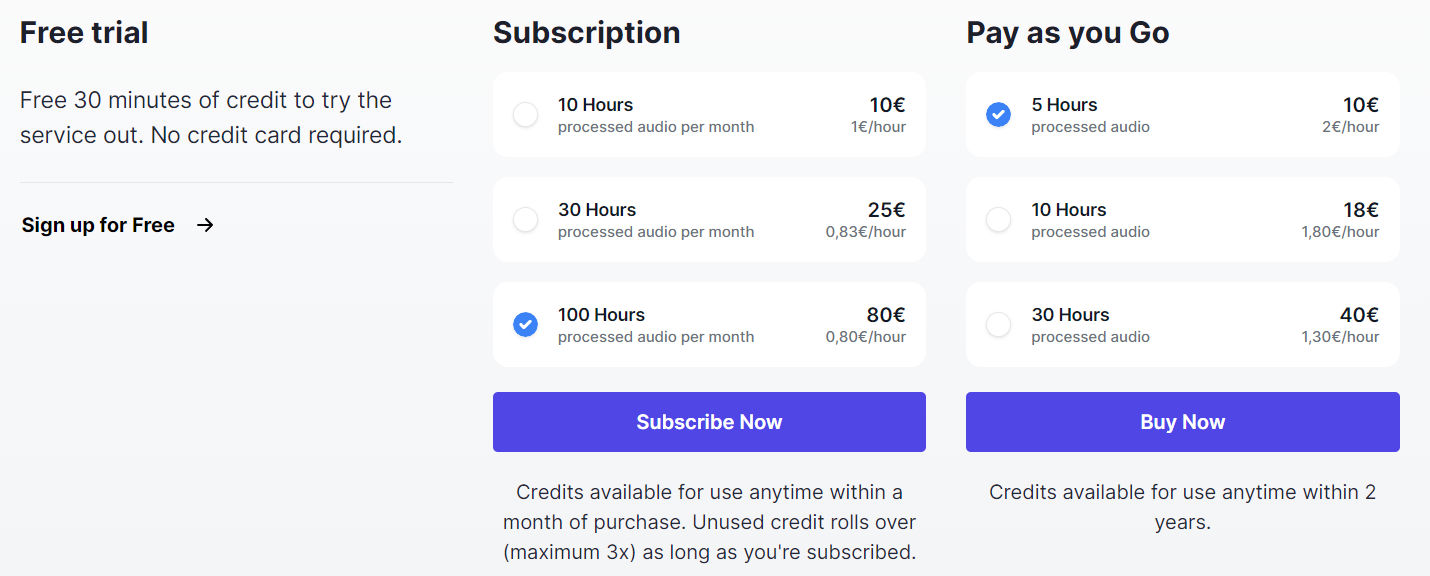 Cleanvoice pricing