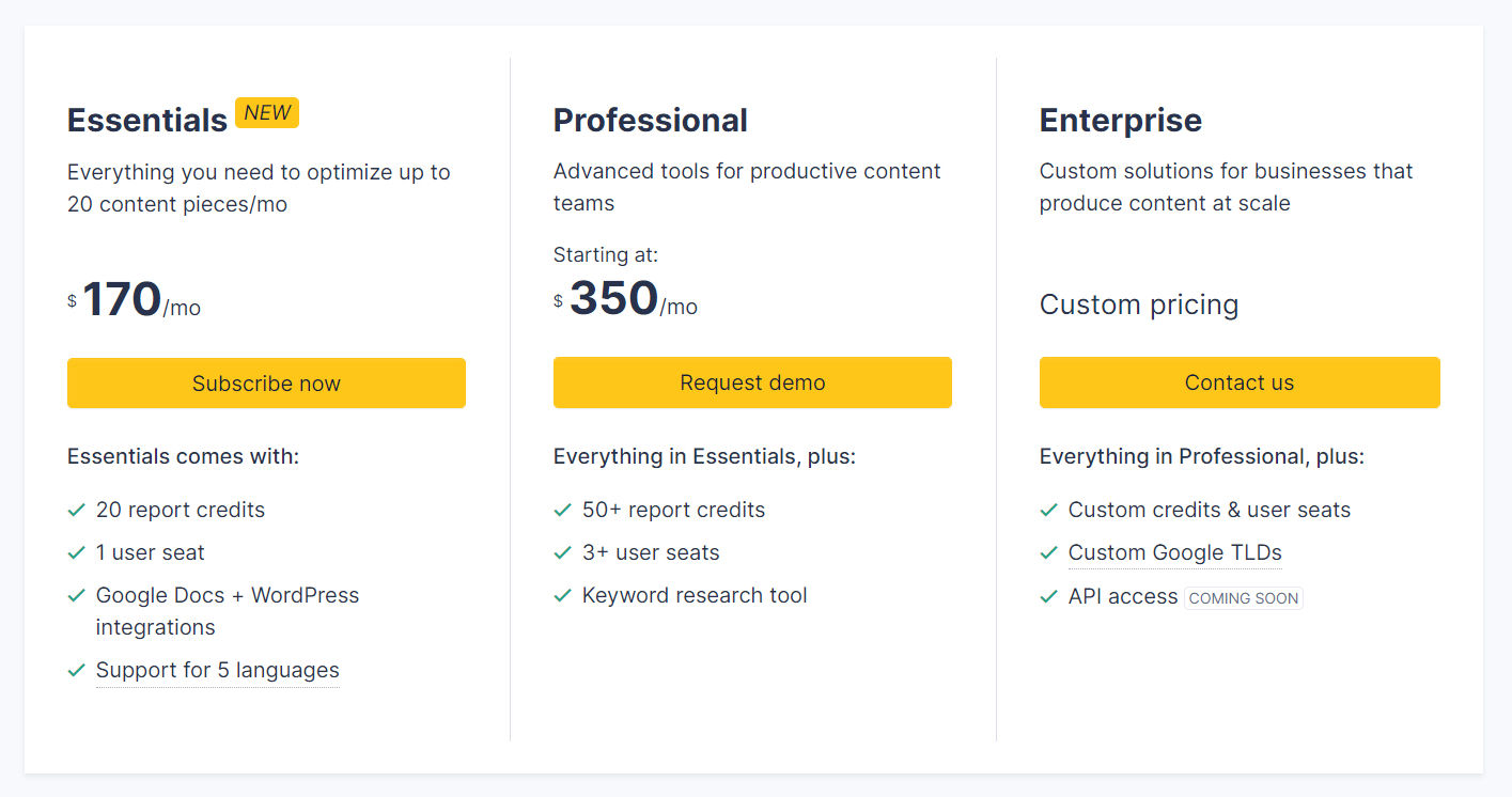 clearscope pricing