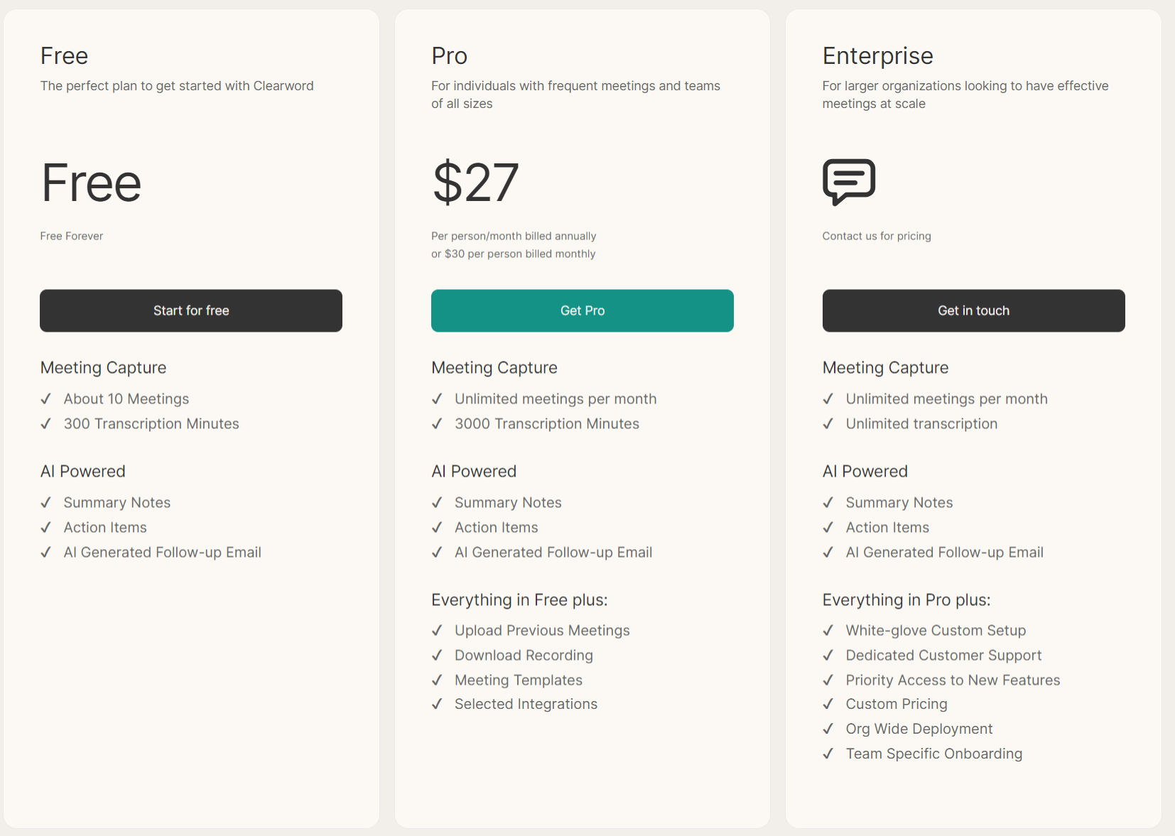 Clearword pricing