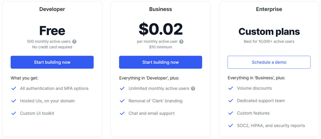 Clerk pricing