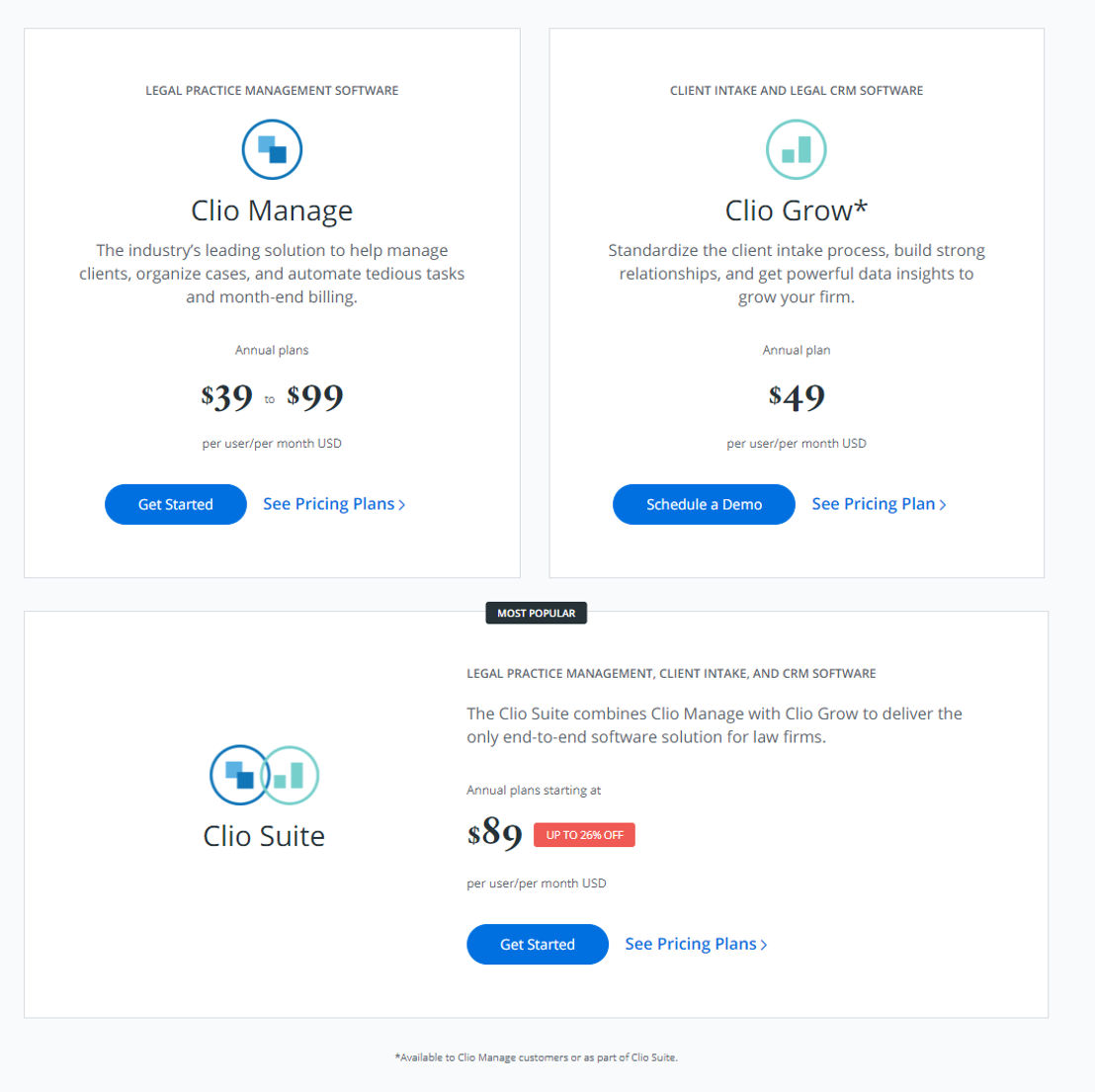 clio pricing